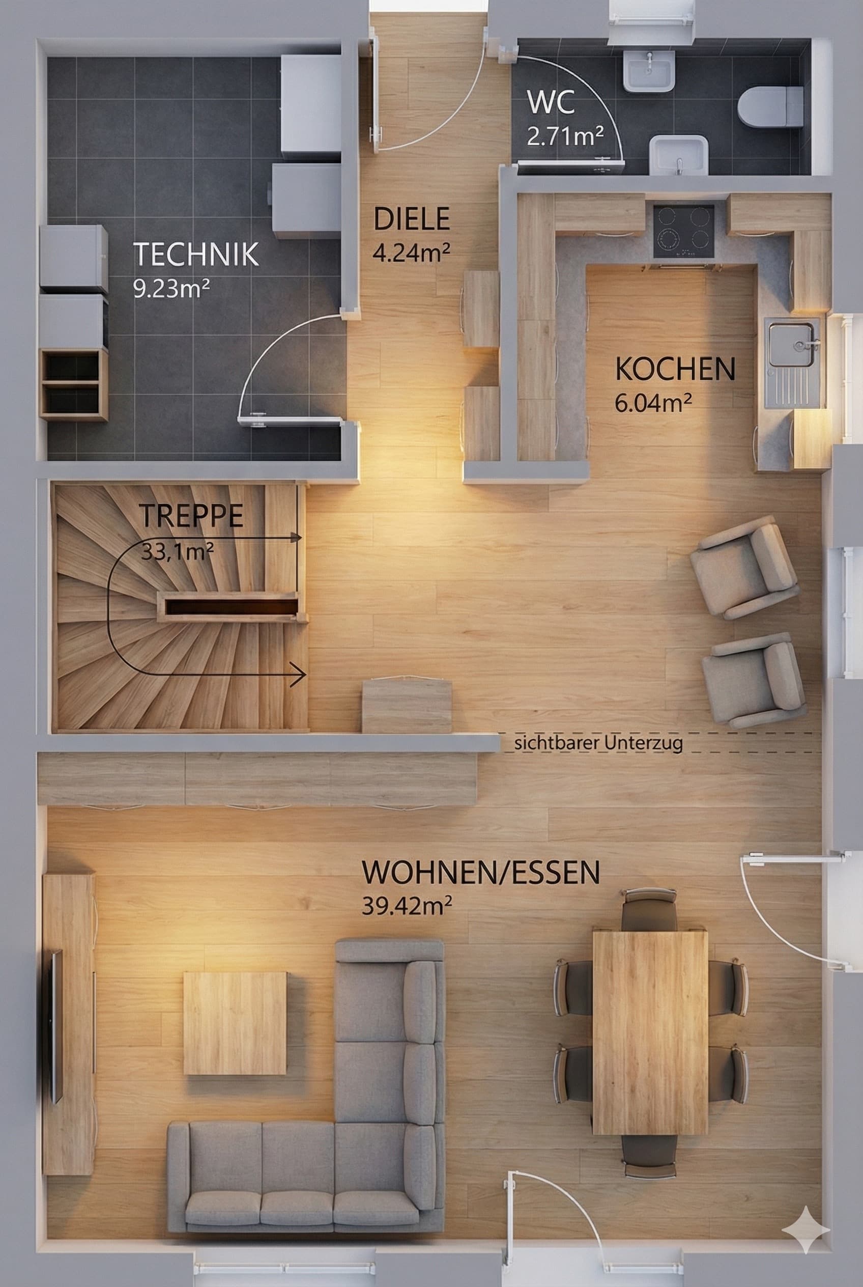 Grundriss Erdgeschoss Celebration 122: offener Wohn-/Essbereich (Beispielplanung)
